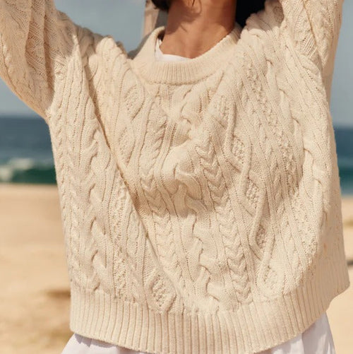 Cropped Cable Knit Sweater