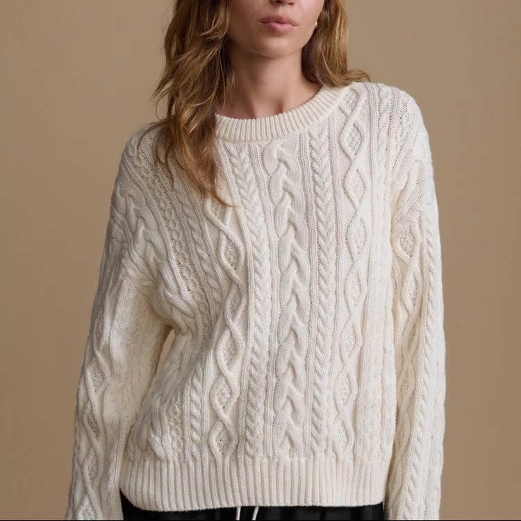 Cropped Cable Knit Sweater
