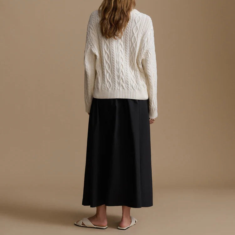 Cropped Cable Knit Sweater
