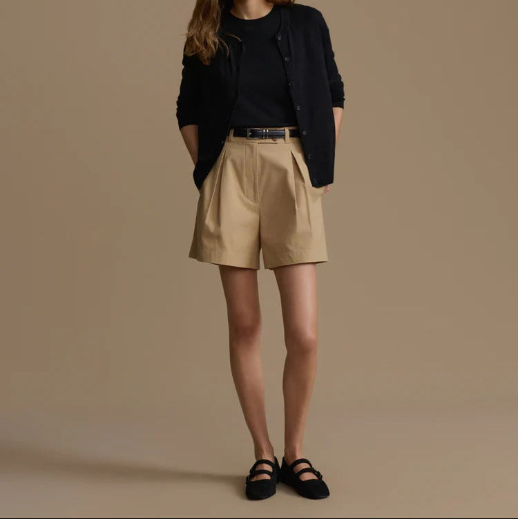 High Waisted Pleated Casual Tailored Shorts