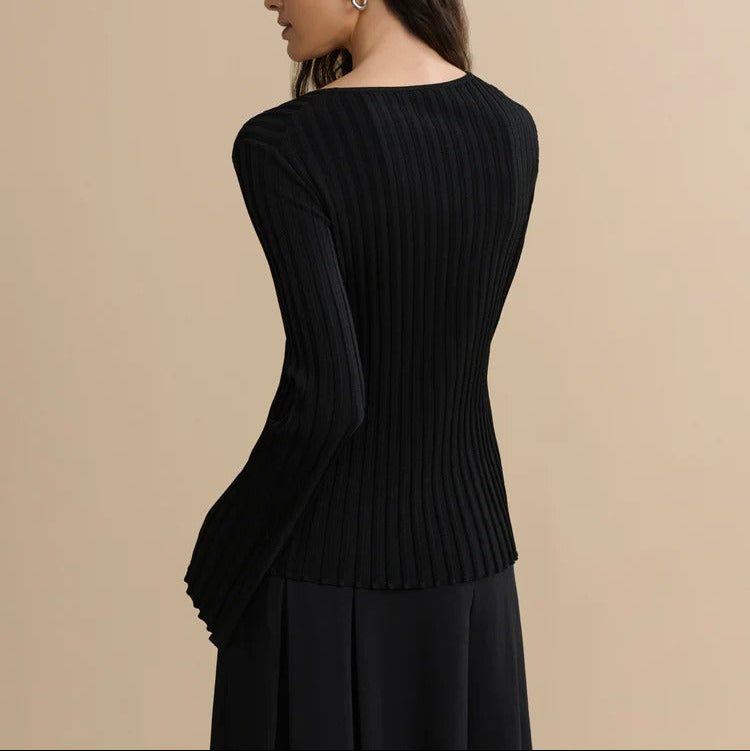 Ribbed Knit Top And Skirt Set