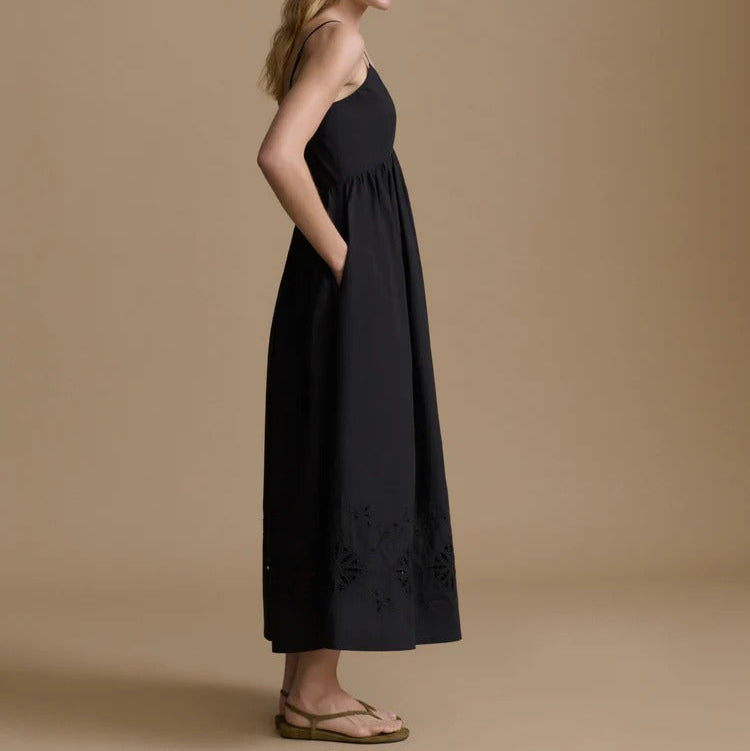 V Neck Cut Out Embroidered Camisole Maxi Dress