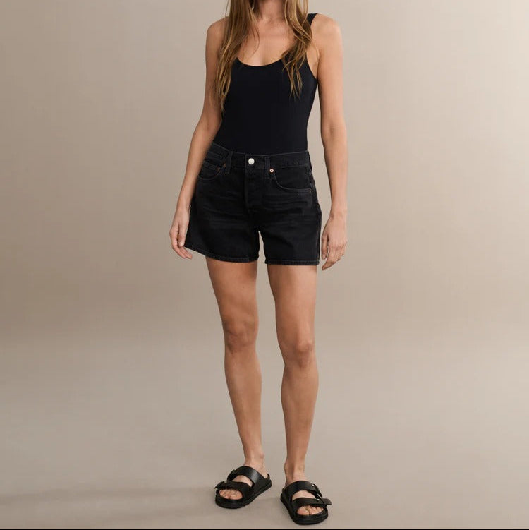 Washed High Waisted Denim Shorts