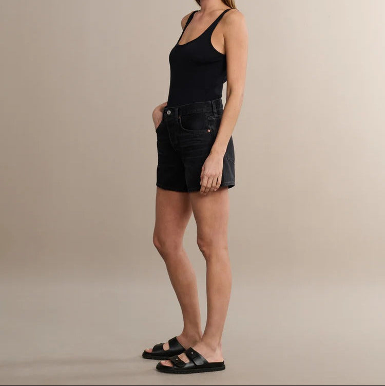 Washed High Waisted Denim Shorts